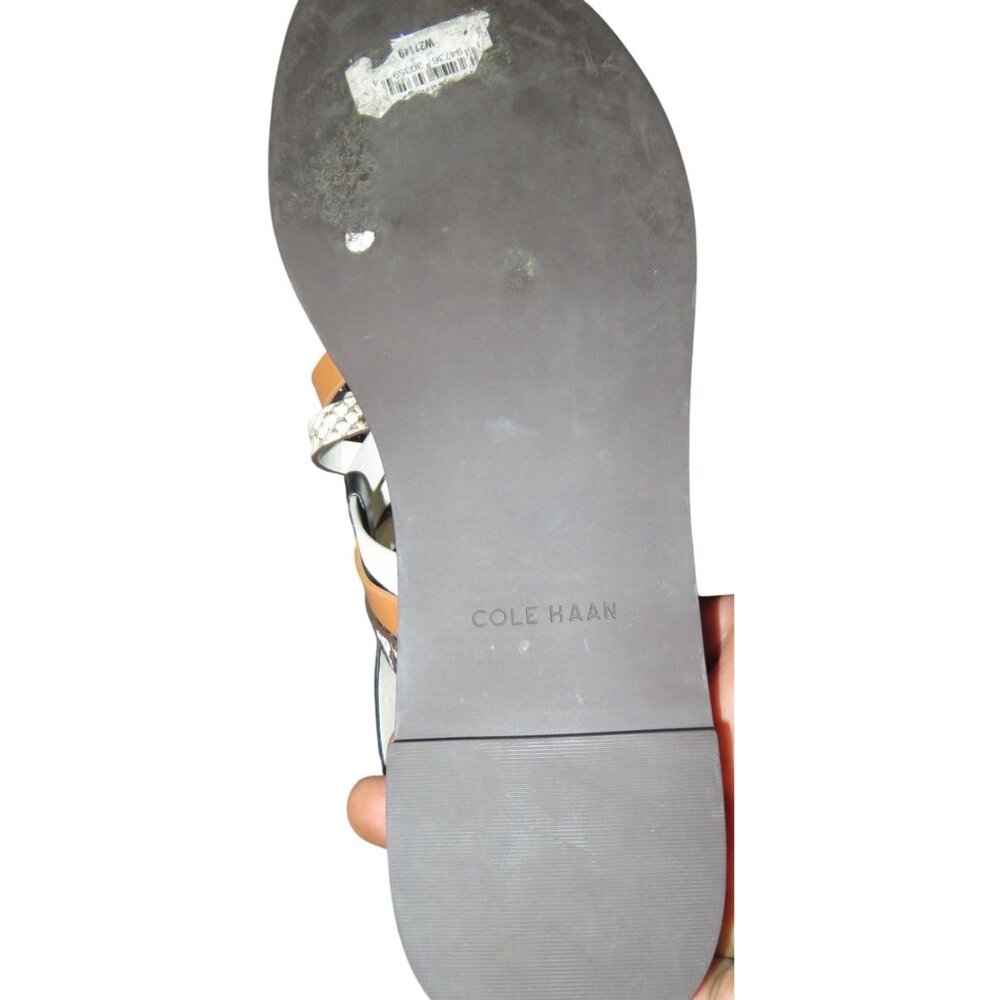Cole Haan Francie Snakeskin Embossed Braided Leather Slingback Multicolor Sandal - Picture 7 of 7